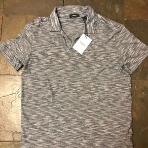 Theory Men's Eclipse Stripe Alvard  Gray Polo